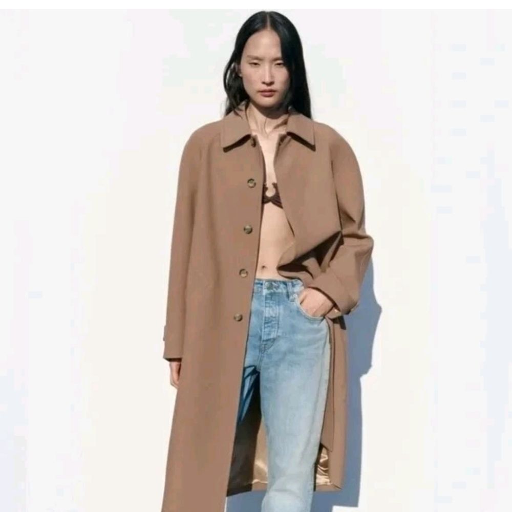 Zara Corpcore Light Academia Boyfriend Grandpacore Trench‎ Coat Size Large